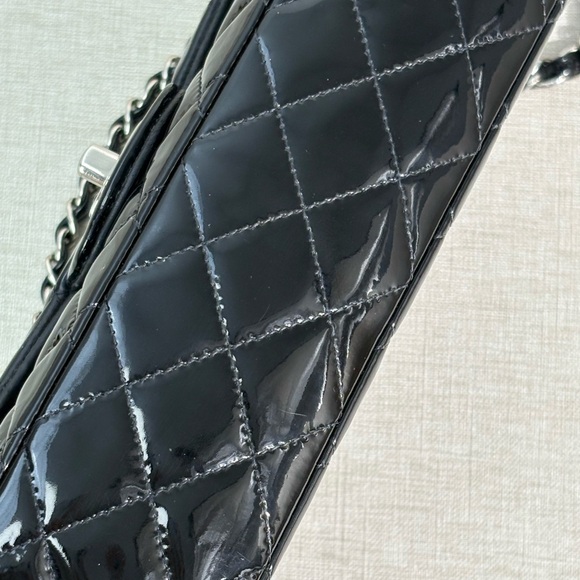 SOLD - CHANEL Black Patent Leather Classic Flap Medium SHW - Picture 9 of 17